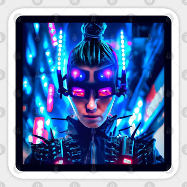 Cyberpunk Hotties (32) - Beautiful Sci fi Women Sticker by TheThirdEye